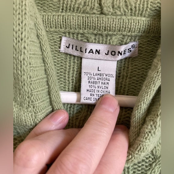 🌞Jillian Jones Lime Green Lambswool Blend Toggle Button Hooded Cardigan #Bl - Picture 3 of 9